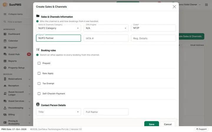 Sales & Channels (partner master): src filled