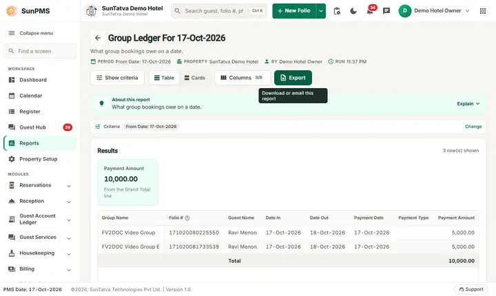 Group Ledger Report: group Ledger For Oct 2026 (nothing unallocated)