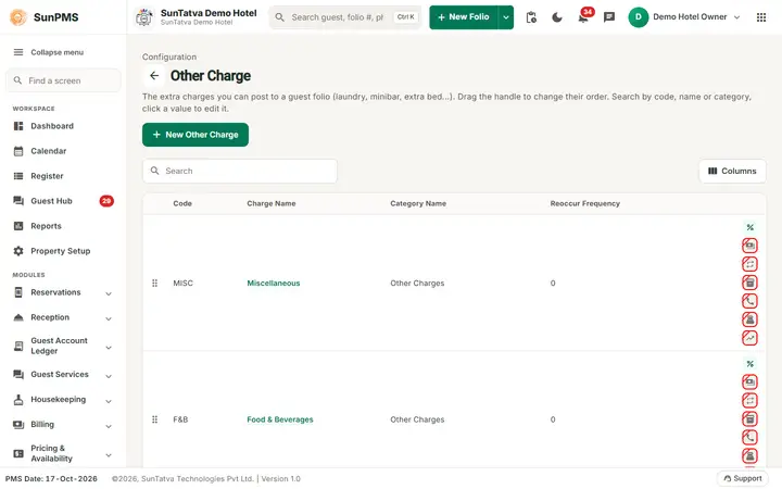 SunPOS Restaurant Room Charges: pos other charges