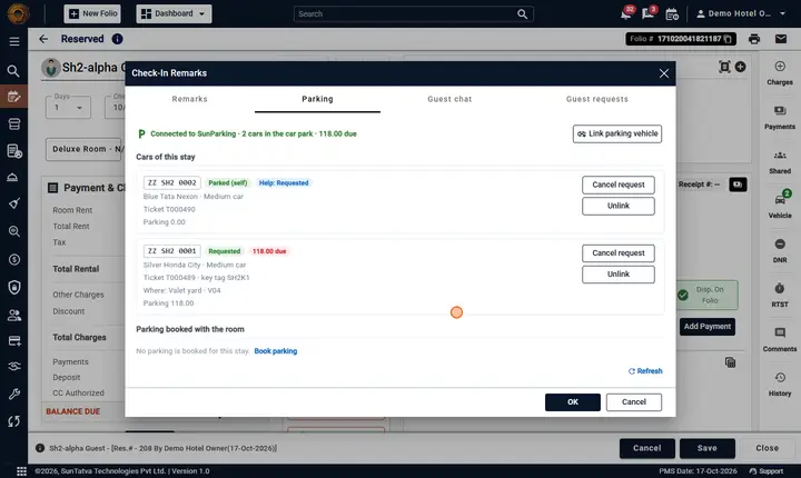 SunParking: Parking Notifications, Vehicle Linking and Walk-in Guests: rc help asked