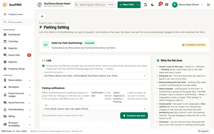 SunParking: Guest Parking and Valet: spk parking setting