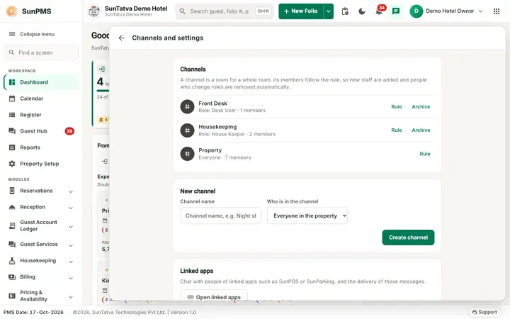 Team chat: channels: channels and settings