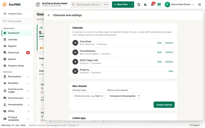 Team chat: channels: channel created