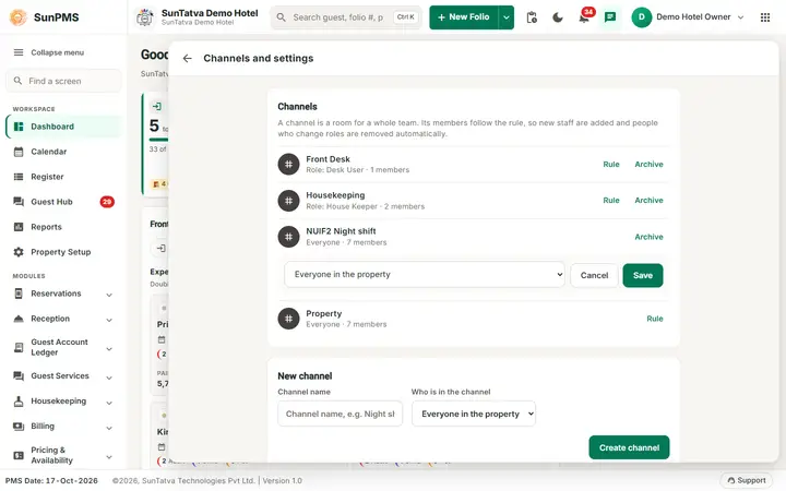 Team chat: channels: edit the rule