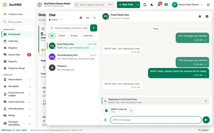 Team chat: messages, reply, edit, delete and attachments: attachment ready