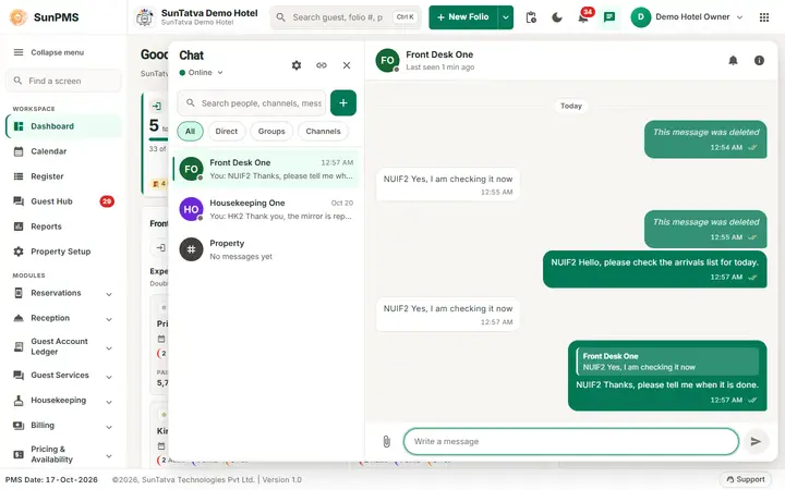 Team chat: messages, reply, edit, delete and attachments: reply, attachment and edited