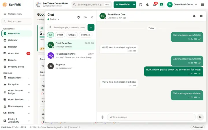 Team chat: messages, reply, edit, delete and attachments: chat deleted