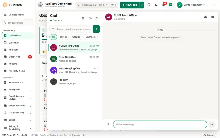 Team chat: group chats: group created