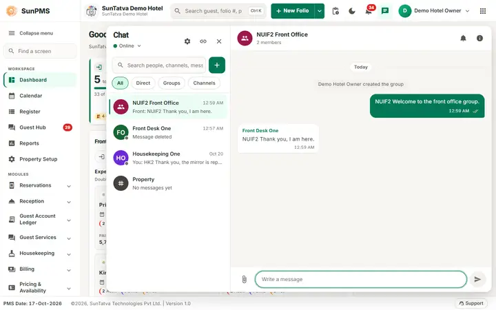 Team chat: group chats: group messages