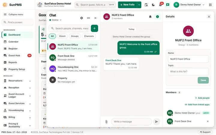 Team chat: group chats: group details