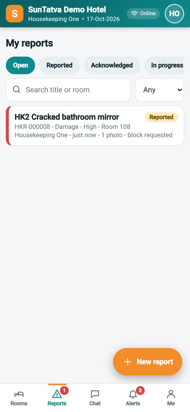 Housekeeping Mobile - My reports: my reports