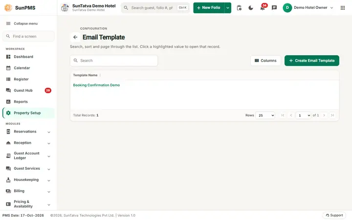 E-Mail Templates: email Template list