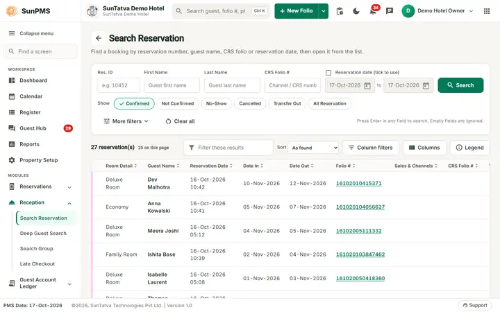 Search Reservation
