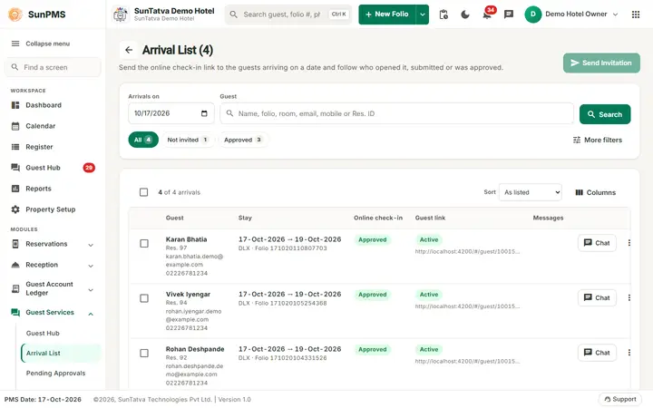 Arrival List